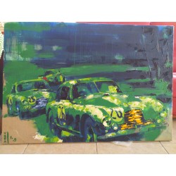 Aston Martin DB2s at Le Mans 1951 original painting by Yahn Janou